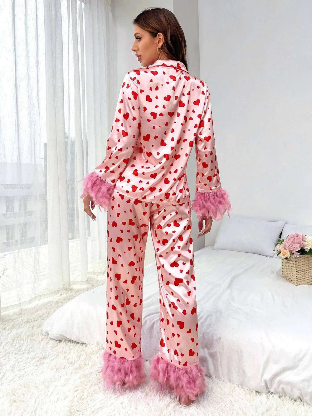 Women's Valentine's Day Sweet Loving Heart Printed Casual Suit Pajamas - EX-STOCK CANADA