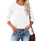 Women's Waffle Fashion Back Hollow Round Neck Long Sleeve Top - EX-STOCK CANADA