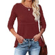 Women's Waffle Fashion Back Hollow Round Neck Long Sleeve Top - EX-STOCK CANADA