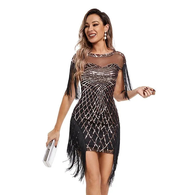 Women Sequined Vintage Party Nightclub Embroidery Mini Dress - EX-STOCK CANADA