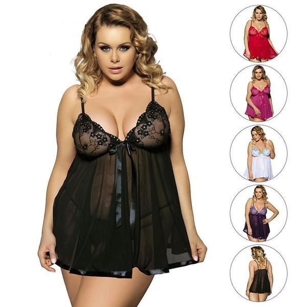 Women Sexy Lingerie Big Code Sleepwear Sleep dress - EX-STOCK CANADA