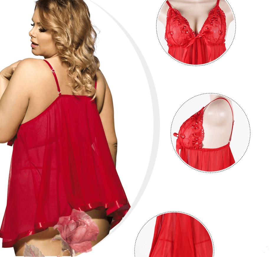 Women Sexy Lingerie Big Code Sleepwear Sleep dress - EX-STOCK CANADA