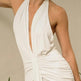 Women Summer Backless Sleeveless Hanging Neck Pleated White Dress - EX-STOCK CANADA