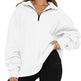 Women Sweatshirts Zip Turndown Collar Loose Casual Tops Clothes - EX-STOCK CANADA