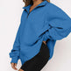 Women Sweatshirts Zip Turndown Collar Loose Casual Tops Clothes - EX-STOCK CANADA