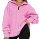 Women Sweatshirts Zip Turndown Collar Loose Casual Tops Clothes - EX-STOCK CANADA