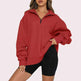 Women Sweatshirts Zip Turndown Collar Loose Casual Tops Clothes - EX-STOCK CANADA