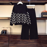 Women Two-piece knitted wide-leg pants - EX-STOCK CANADA