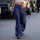 Women Vintage Street Cargo Jeans Casual Wide Leg Pants - EX-STOCK CANADA