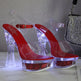 Womens Shiny Sandals Party Shoes Transparent Flowers High Heels - EX-STOCK CANADA