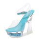 Womens Shiny Sandals Party Shoes Transparent Flowers High Heels - EX-STOCK CANADA