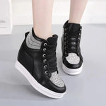 Womens Sneakers Shoes High Top Wedge Platform Heels Rhinestone - EX-STOCK CANADA