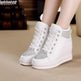Womens Sneakers Shoes High Top Wedge Platform Heels Rhinestone - EX-STOCK CANADA