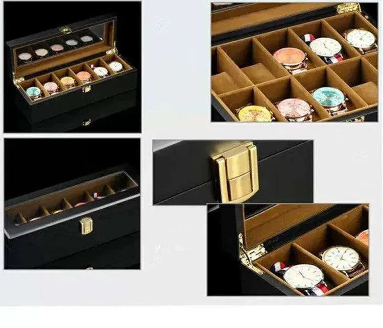 Wood Black Watch Storage Box Case Organizer Jewelry Holder - EX-STOCK CANADA