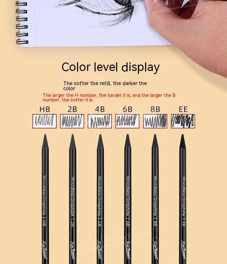 Wood-free Graphite Full Lead Sketching Pencil 6 PCs Suit For Art - EX-STOCK CANADA