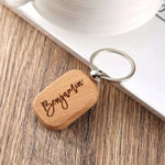 Wooden Engraved Lettering Name Pendant Keychain - EX-STOCK CANADA