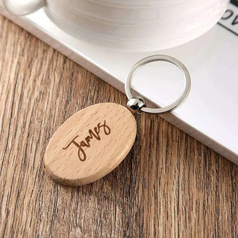 Wooden Engraved Lettering Name Pendant Keychain - EX-STOCK CANADA