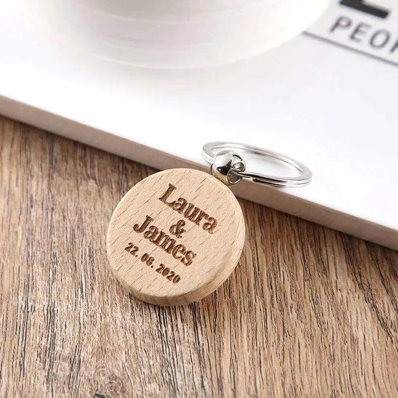 Wooden Engraved Lettering Name Pendant Keychain - EX-STOCK CANADA