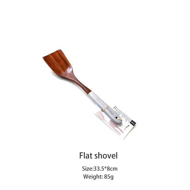 Wooden Kitchen Utensils Set Appliances Special Non-stick Set Pure Natural Teak Solid Wood Long Handle Shovel Tools - EX-STOCK CANADA