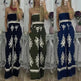 Wrapped Chest Printed Jumpsuit, High Waisted Casual Pants For Women - EX-STOCK CANADA