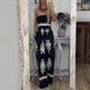 Wrapped Chest Printed Jumpsuit, High Waisted Casual Pants For Women - EX-STOCK CANADA