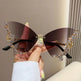 Y2K Vintage Rimless Luxury Diamond Butterfly Sunglasses for Classy Chic Ladies Women - EX-STOCK CANADA