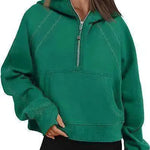 Zip Hoodie Sweater Pocket Loose Sport Top Long Sleeve - EX-STOCK CANADA