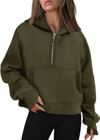 Zip Hoodie Sweater Pocket Loose Sport Top Long Sleeve - EX-STOCK CANADA