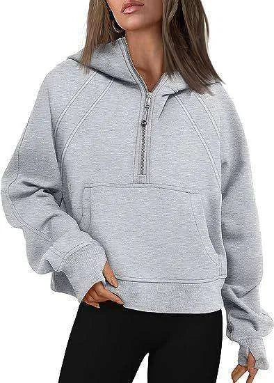 Zip Hoodie Sweater Pocket Loose Sport Top Long Sleeve - EX-STOCK CANADA