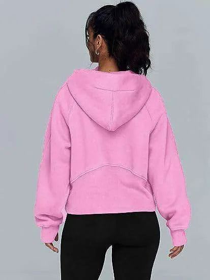 Zip Hoodie Sweater Pocket Loose Sport Top Long Sleeve - EX-STOCK CANADA