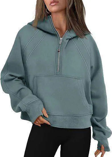 Zip Hoodie Sweater Pocket Loose Sport Top Long Sleeve - EX-STOCK CANADA