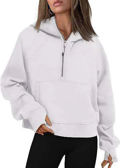 Zip Hoodie Sweater Pocket Loose Sport Top Long Sleeve - EX-STOCK CANADA