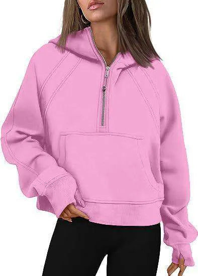 Zip Hoodie Sweater Pocket Loose Sport Top Long Sleeve - EX-STOCK CANADA