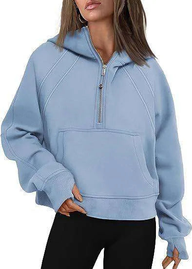 Zip Hoodie Sweater Pocket Loose Sport Top Long Sleeve - EX-STOCK CANADA