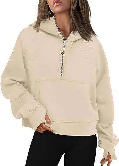 Zip Hoodie Sweater Pocket Loose Sport Top Long Sleeve - EX-STOCK CANADA