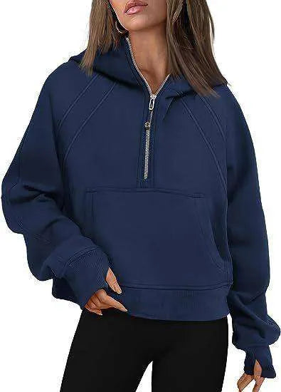 Zip Hoodie Sweater Pocket Loose Sport Top Long Sleeve - EX-STOCK CANADA