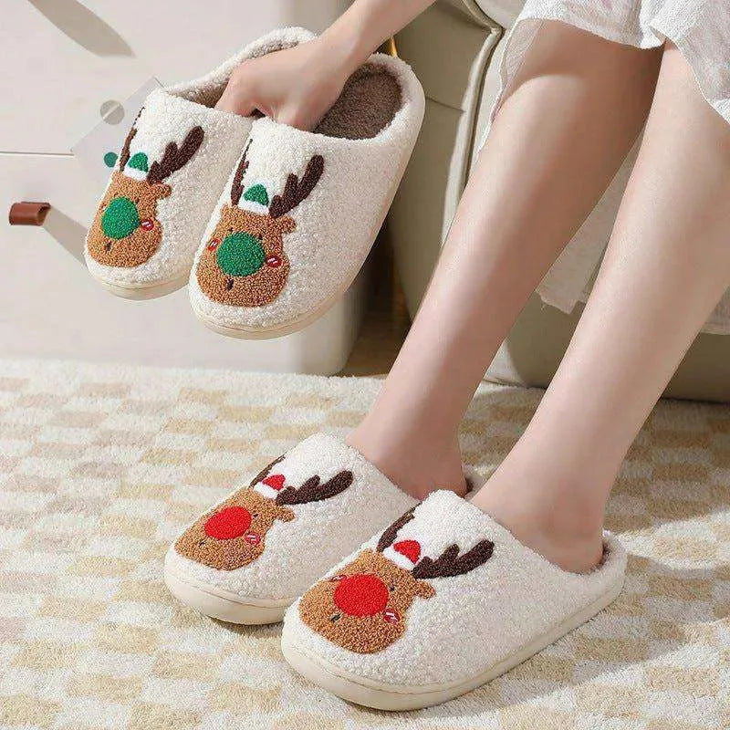 Christmas Home Elk Soft Cozy Slippers Shoes - EX-STOCK CANADA