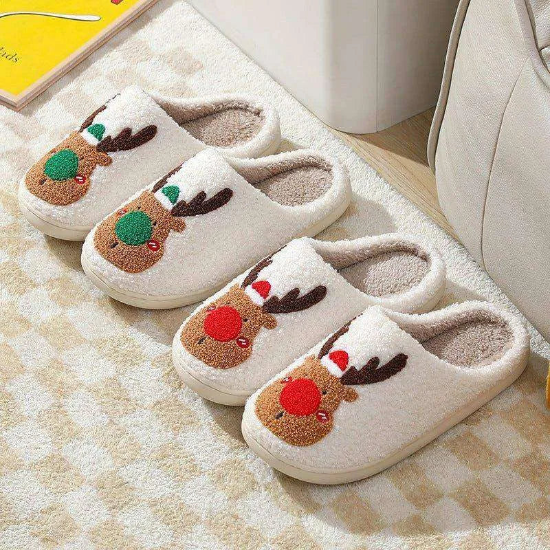 Christmas Home Elk Soft Cozy Slippers Shoes - EX-STOCK CANADA