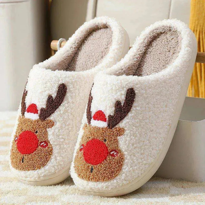 Christmas Home Elk Soft Cozy Slippers Shoes - EX-STOCK CANADA