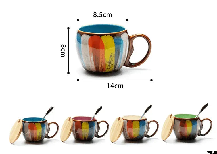 Creative Handmade European Style Ceramic Couples Mug with Lid Soon - EX-STOCK CANADA