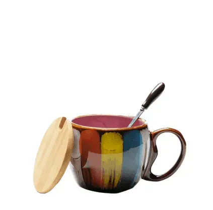 Creative Handmade European Style Ceramic Couples Mug with Lid Soon - EX-STOCK CANADA