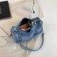 Denim Shoulder Simple Plaid Patchwork Underarm Women Bag - EX-STOCK CANADA