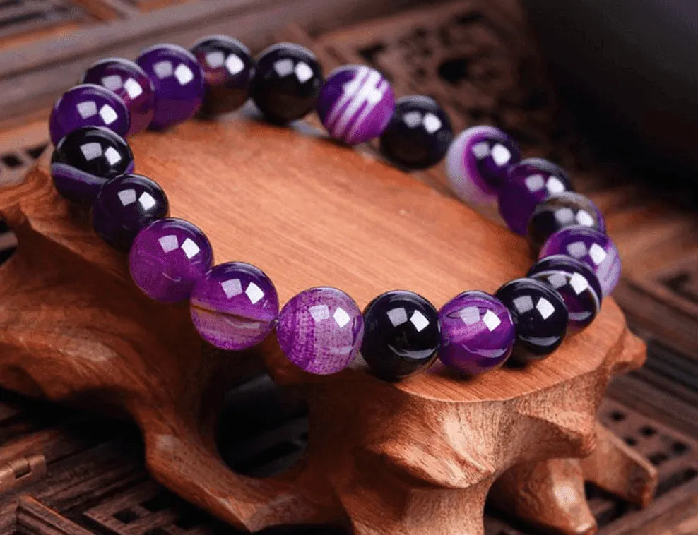 Handmade Black Lava Seven Chakra Healing Balance Beaded Bracelet - EX-STOCK CANADA