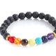 Handmade Black Lava Seven Chakra Healing Balance Beaded Bracelet - EX-STOCK CANADA