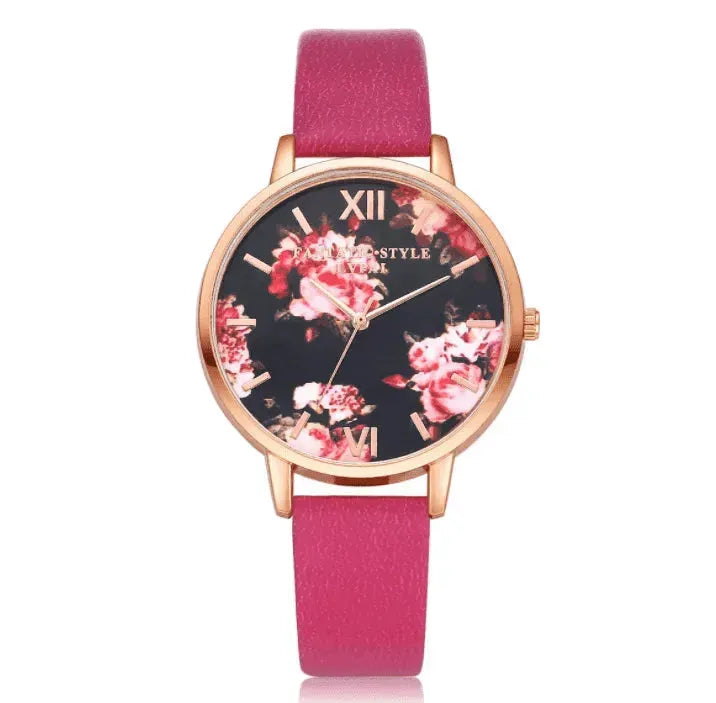 High Quality Fashion Leather Strap Rose Gold Women Watch - EX-STOCK CANADA