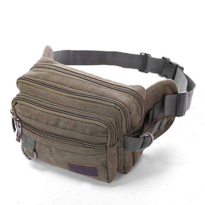 Men Canvas Fanny Pack With 4 Zipper Pockets Waist Bag - EX-STOCK CANADA