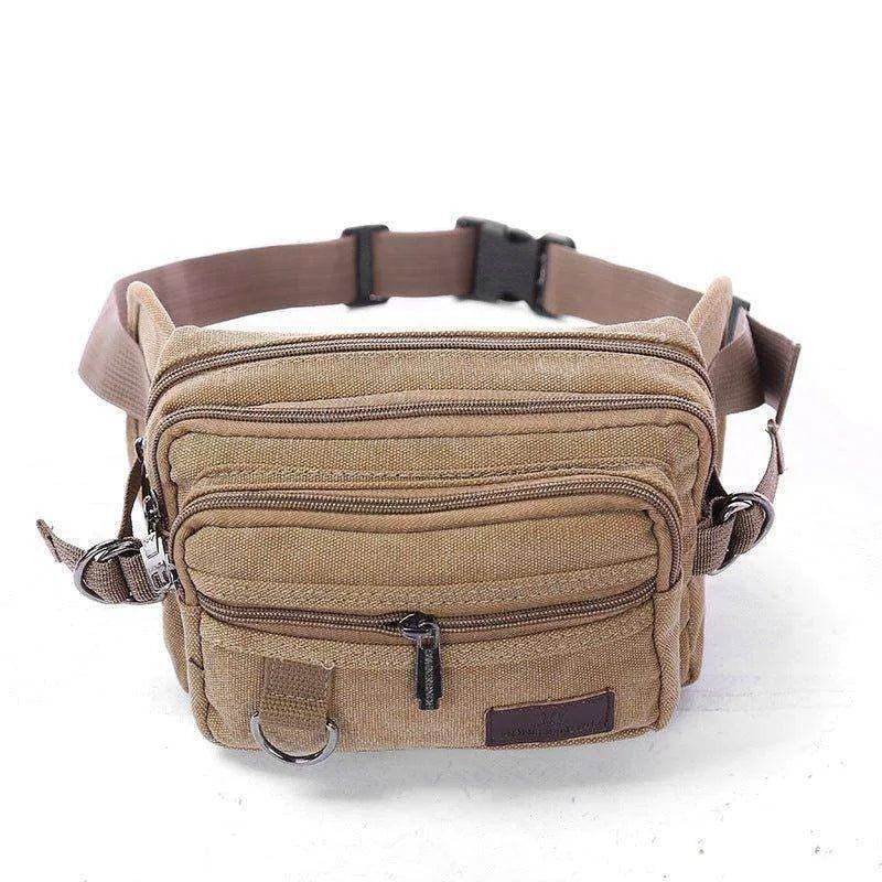 Men Canvas Fanny Pack With 4 Zipper Pockets Waist Bag - EX-STOCK CANADA