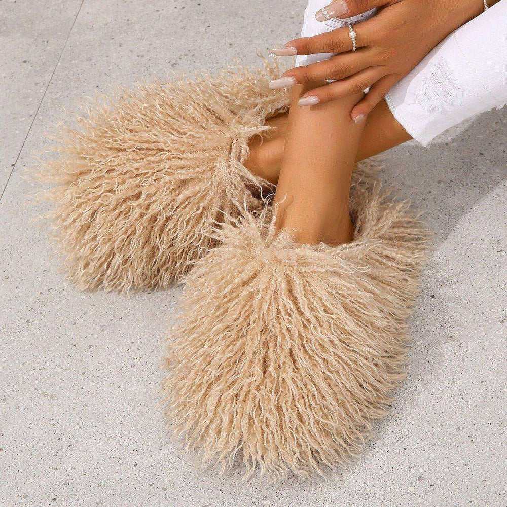 Women's Round Head Fluffy Style Warm Home Cotton Slippers - EX-STOCK CANADA